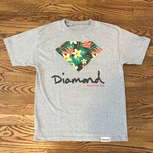 Diamond Supply Co. Gray Floral Hawaiian T Shirt